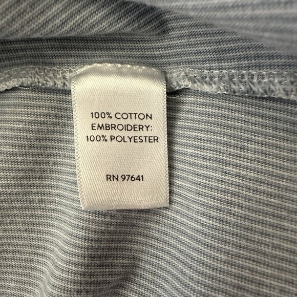 J. Jill Blue Striped Floral Embroidered Top Sz Small Cotton Coastal 3/4 Sleeve - Picture 10 of 11